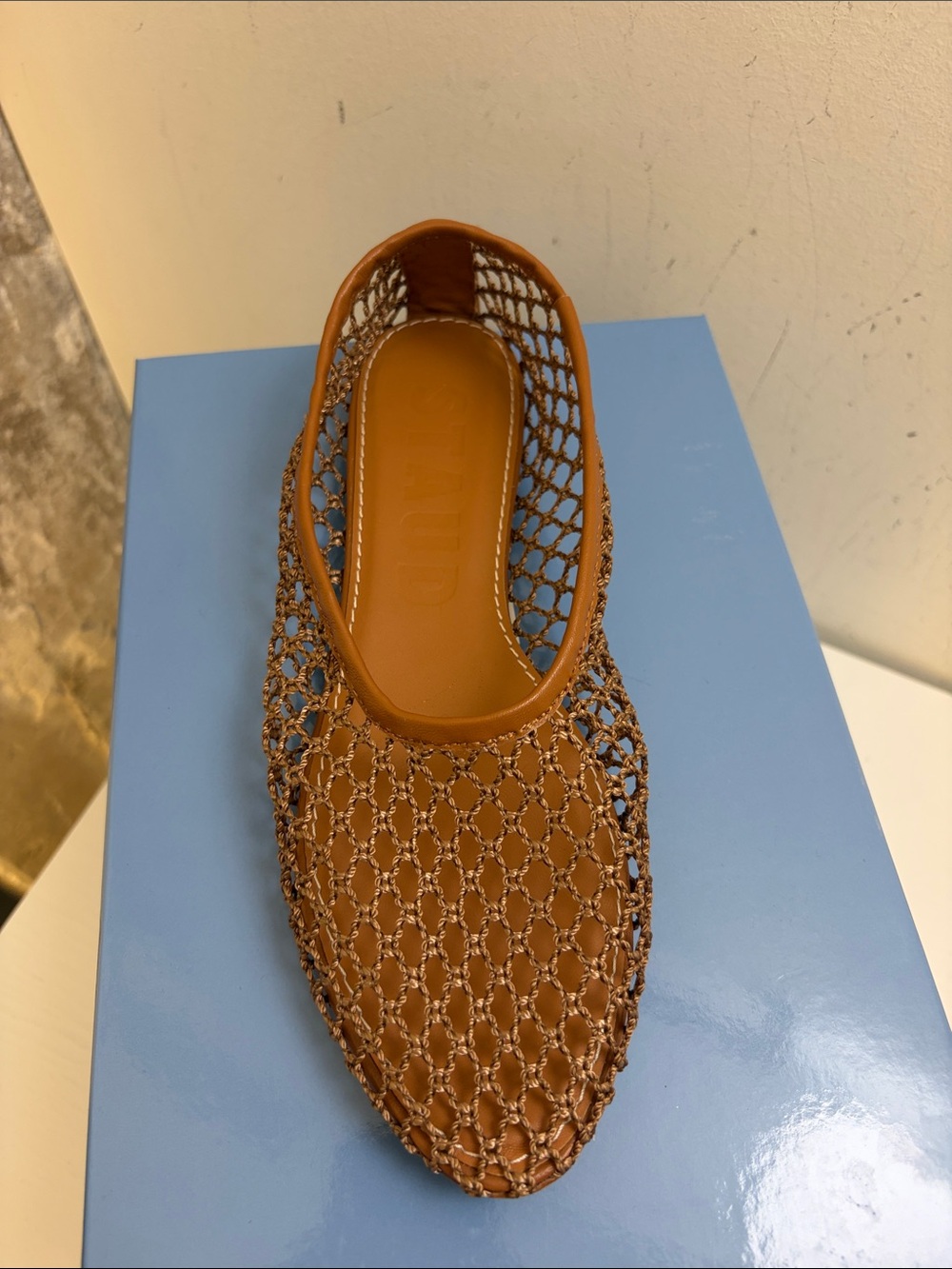 STAUD Alba Ballet Flat - Tan Netting - Picture 3 of 5